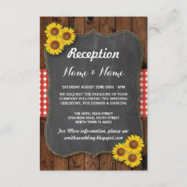 Tarjetas de recepción de boda rústica de girasoles