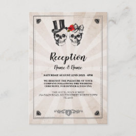 Tarjetas de recepción de boda rústicas Calaveras R