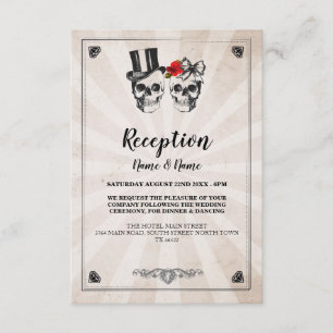 Tarjetas de recepción de boda rústicas Calaveras R