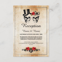 Tarjetas de recepción de boda rústicas Calaveras R