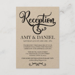 Tarjetas de recepción de boda rústicas con letra e