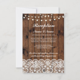 Tarjetas de recepción de boda rústicas con luces d