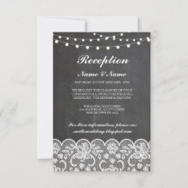 Tarjetas de recepción de boda rústicas con luces d