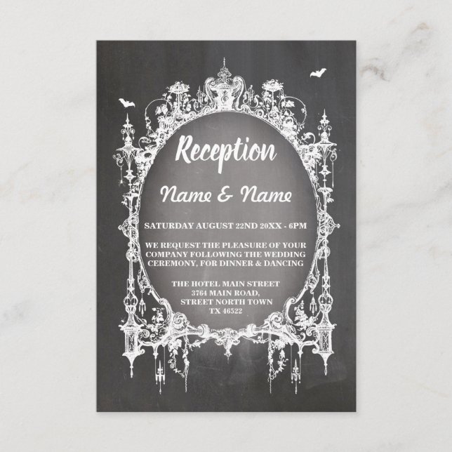 Tarjetas de recepción de boda rústicas con marco g (Anverso)