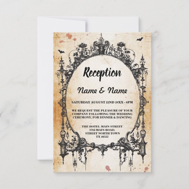 Tarjetas de recepción de boda rústicas con marco g (Anverso)