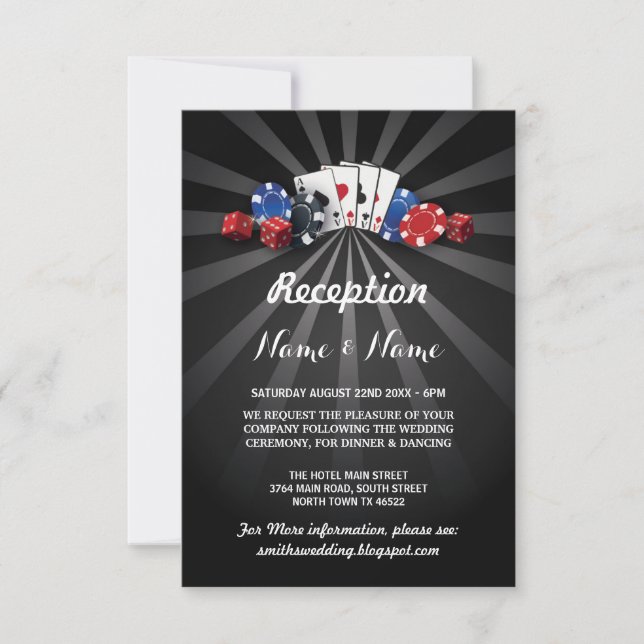 Tarjetas de recepción de bodas Casino Las Vegas (Anverso)
