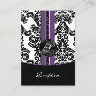 tarjetas de recepción de bodas con damasco violeta