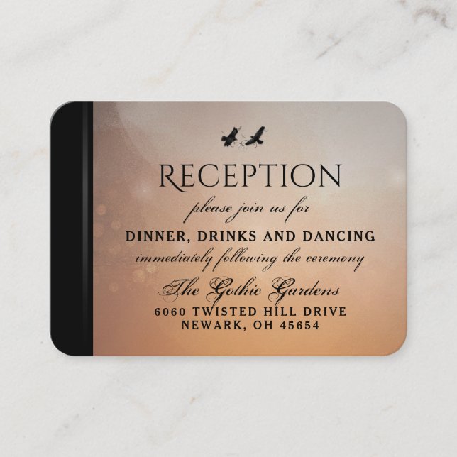 Tarjetas de recepción de bodas de casamiento Raven (Anverso)