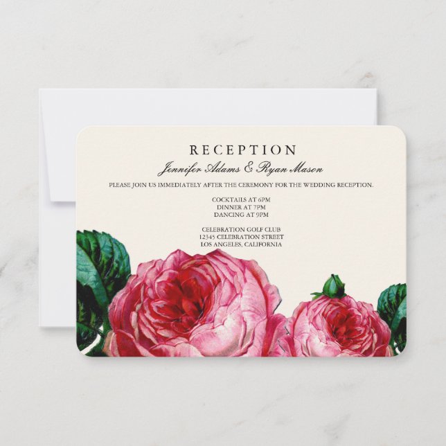 TARJETAS DE RECEPCIÓN DE BODAS DE DECOUPAGE FLORAL (Anverso)