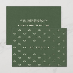 Tarjetas de recepción de bodas de patrón verde