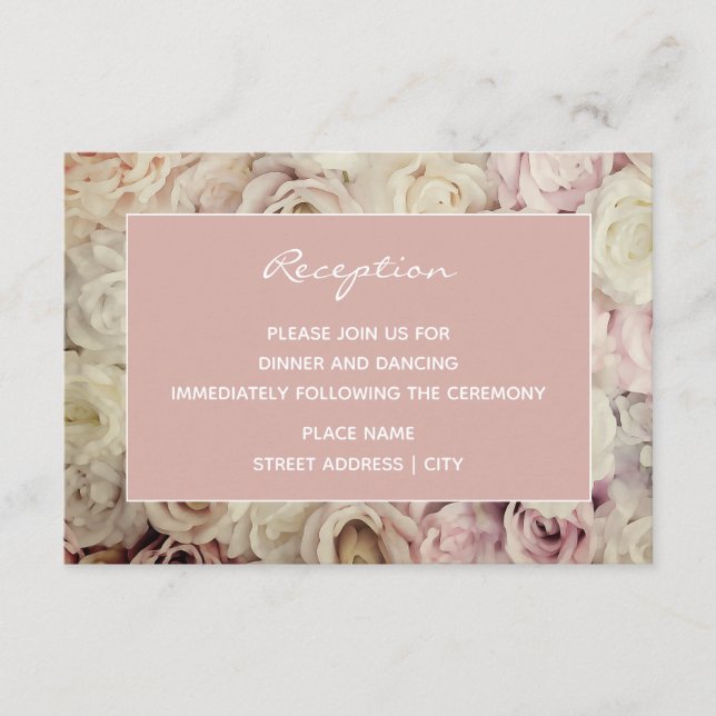 Tarjetas de recepción de bodas de Rosa rosadas par (Anverso)