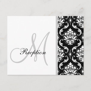 Tarjetas de recepción de bodas en monograma negro 