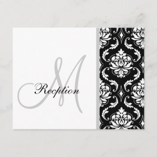Tarjetas de recepción de bodas en monograma negro