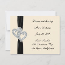 Tarjetas de Recepción de Cinta Negra con Diamantes