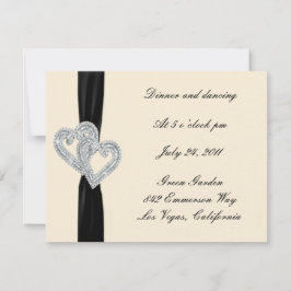 Tarjetas de Recepción de Cinta Negra con Diamantes