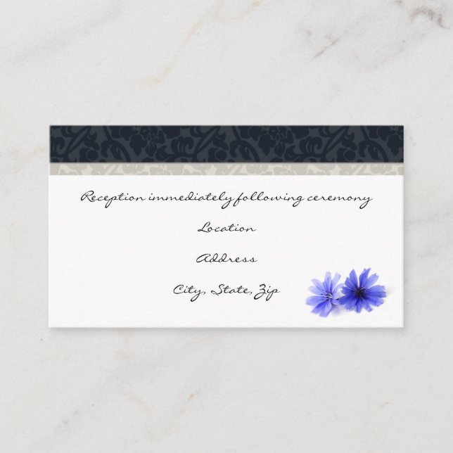 Tarjetas de recepción de damasco floral de la Mari (Anverso)