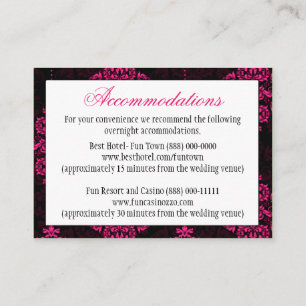 Tarjetas de recepción de damasco negro rosado cali