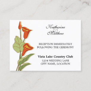 Tarjetas de recepción de elegante cala en naranja