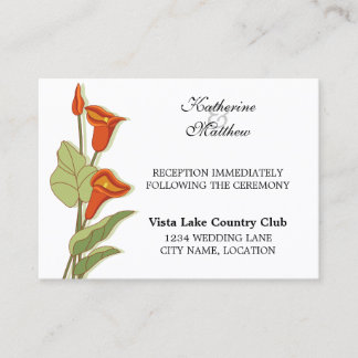 Tarjetas de recepción de elegante cala en naranja
