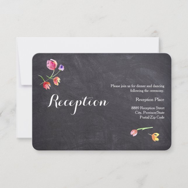 Tarjetas de Recepción de Flores en Acuarela de Piz (Anverso)