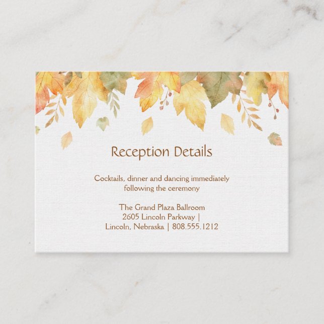 Tarjetas de Recepción de Hojas de Otoño | (Anverso)