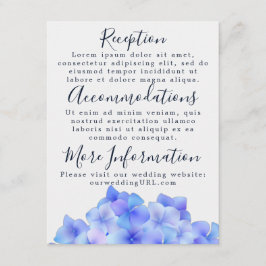 Tarjetas de Recepción de Hortensias Azul Aquarela