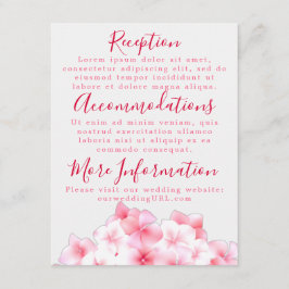 Tarjetas de recepción de hortensias rosadas acuare