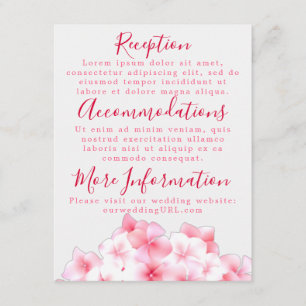 Tarjetas de Recepción de Hortensias Rosadas Acuare