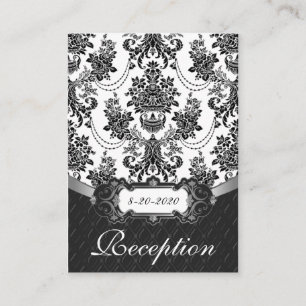 Tarjetas de recepción de la boda Damask en blanco
