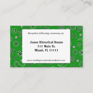 Tarjetas de recepción de la boda occidental verde