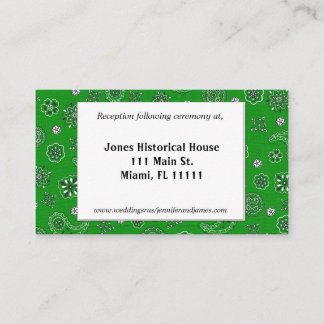 Tarjetas de recepción de la boda occidental verde