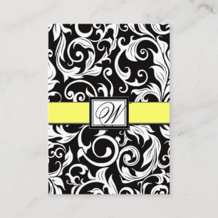 Tarjetas de recepción de matrimonio Damask amarill