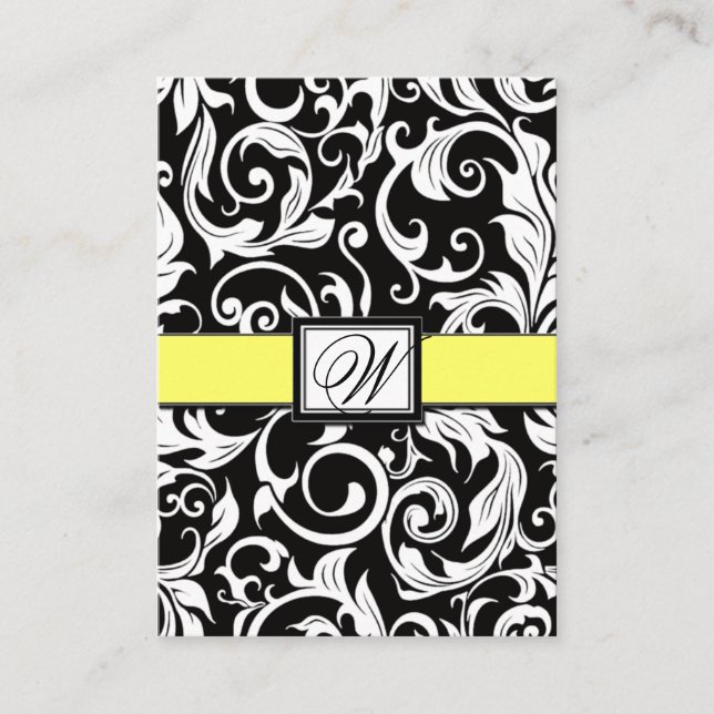 Tarjetas de recepción de matrimonio Damask amarill (Anverso)