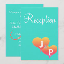 Tarjetas de Recepción de Monograma Corazones Atard
