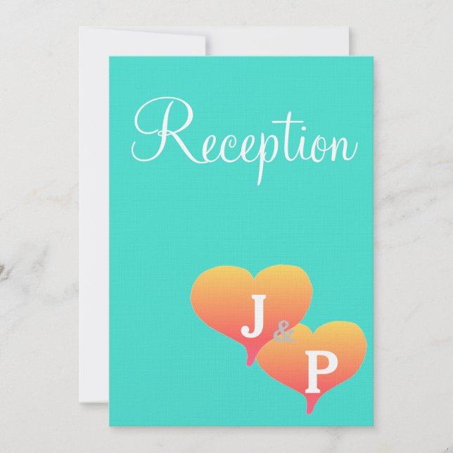 Tarjetas de Recepción de Monograma Corazones Atard (Anverso)