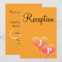 Tarjetas de Recepción de Monograma Corazones Naran