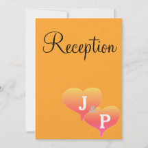 Tarjetas de Recepción de Monograma Corazones Naran