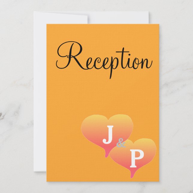 Tarjetas de Recepción de Monograma Corazones Naran (Anverso)