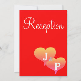 Tarjetas de Recepción de Monograma Corazones Rojos