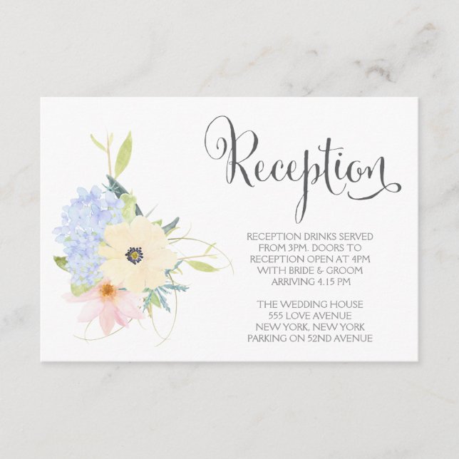 Tarjetas de recepción de nubes florales de primave (Anverso)