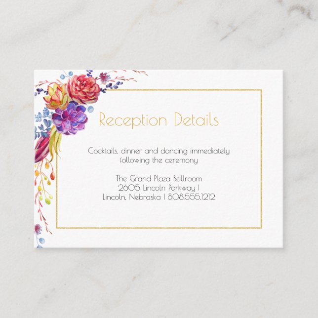 Tarjetas de recepción de otoño Succulents (Anverso)