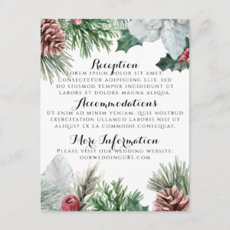 Tarjetas de Recepción de Piñas de Invierno y Acebo