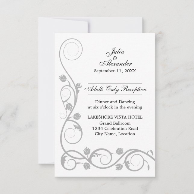 Tarjetas de Recepción de Remolinos de Plata Elegan (Anverso)