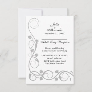 Tarjetas de Recepción de Remolinos de Plata Elegan