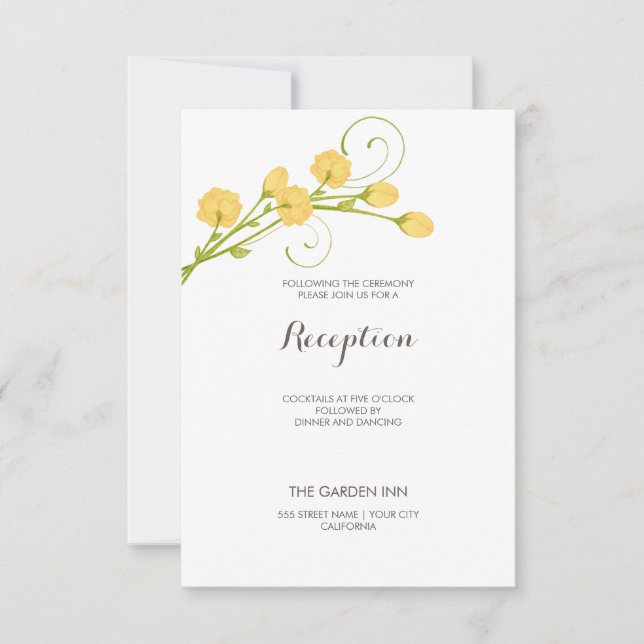 Tarjetas de Recepción de Rosas de Jardín Amarillas (Anverso)