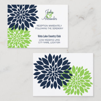 Tarjetas de Recepción Floral Verde Marítimo Elegan