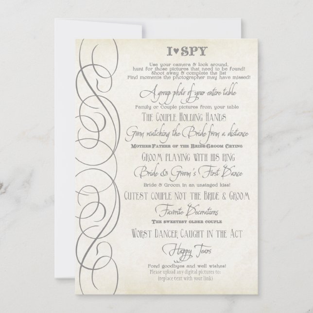 Tarjetas de recepción fotográfica tipográfica de c (Anverso)