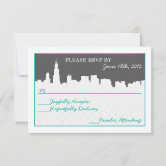 Tarjetas de recepción RSVP de paisaje urbano moder