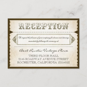 tarjetas de recepción rústicas vintage - entradas