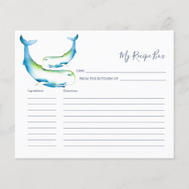 Tarjetas de receta de cocina ballena azul
